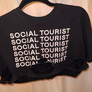 Black cropped social tourist top from Hollister